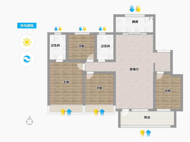 山东省-潍坊市-中海凤凰里-110.40-户型库-采光通风