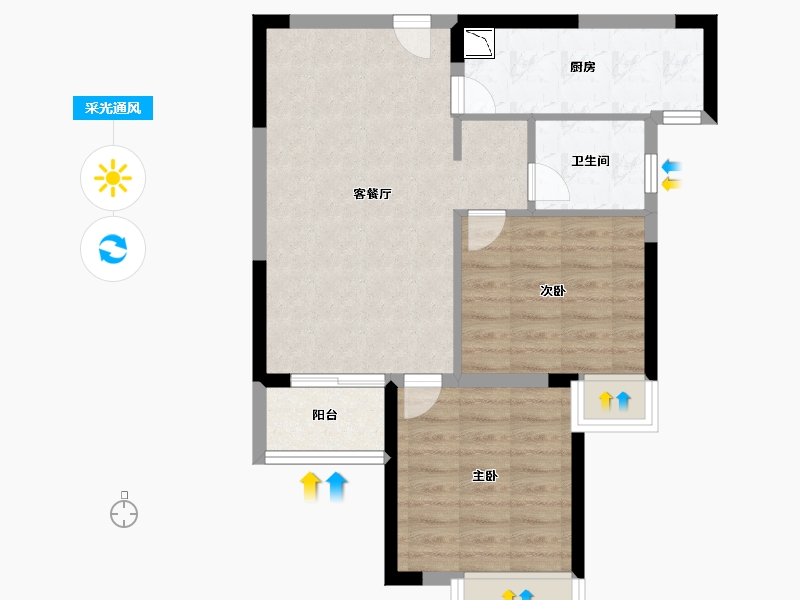 湖北省-武汉市-汇悦天地三期-62.00-户型库-采光通风