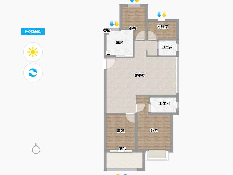 浙江省-宁波市-江望云著里-92.79-户型库-采光通风