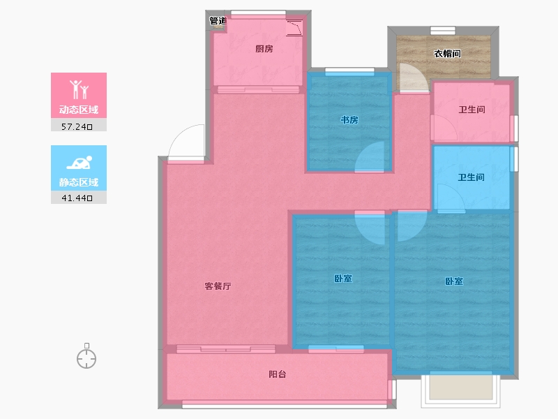 浙江省-宁波市-江望云著里-93.61-户型库-动静分区