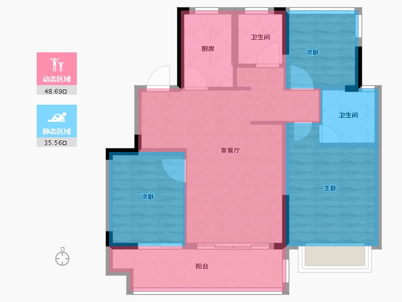 安徽省-合肥市-北麓雅院-75.20-户型库-动静分区