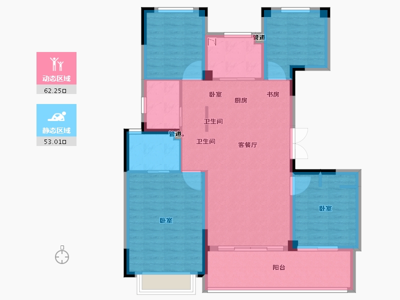 浙江省-宁波市-华夏如院-103.95-户型库-动静分区