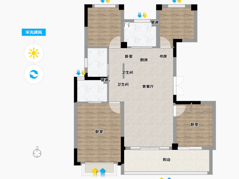 浙江省-宁波市-华夏如院-103.95-户型库-采光通风