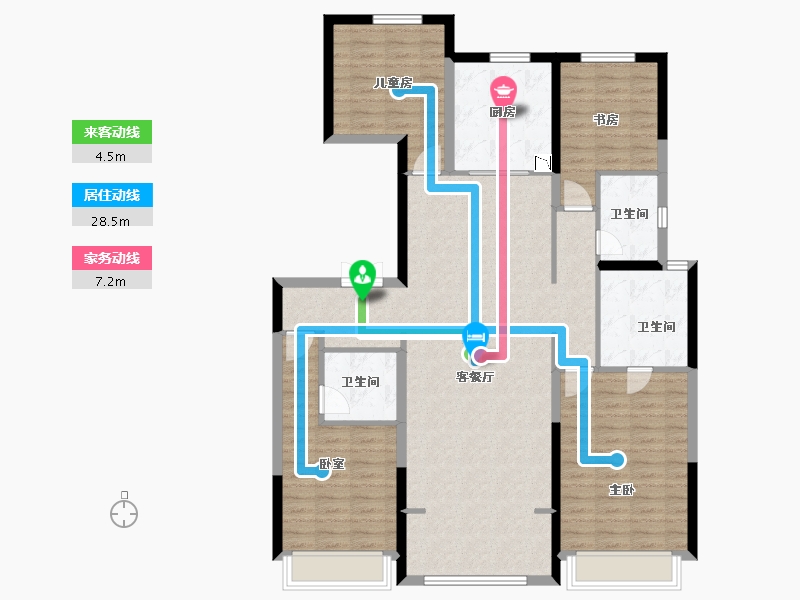 陕西省-西安市-中海熙峰里-130.52-户型库-动静线