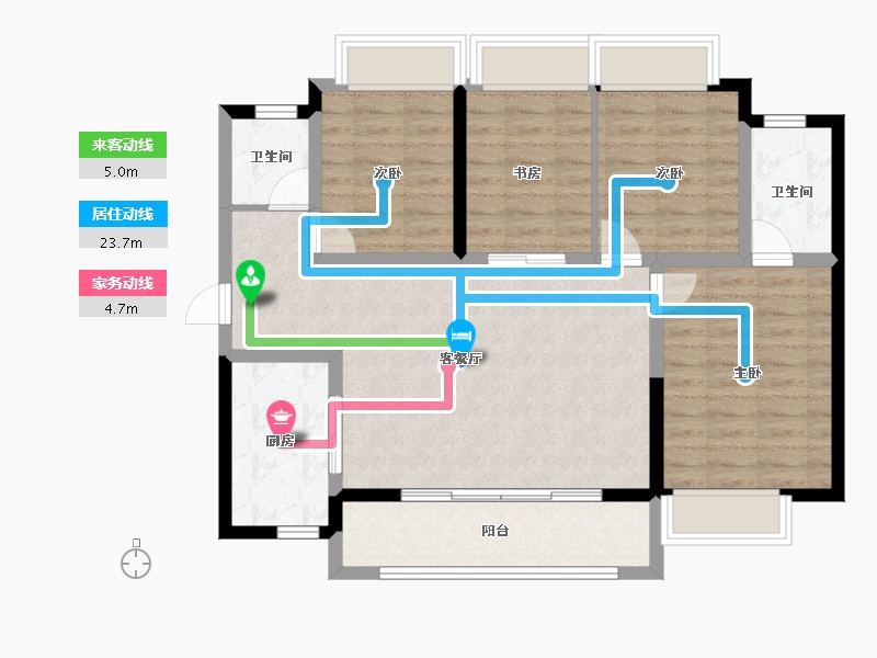 湖南省-长沙市-万科滨河道-91.59-户型库-动静线