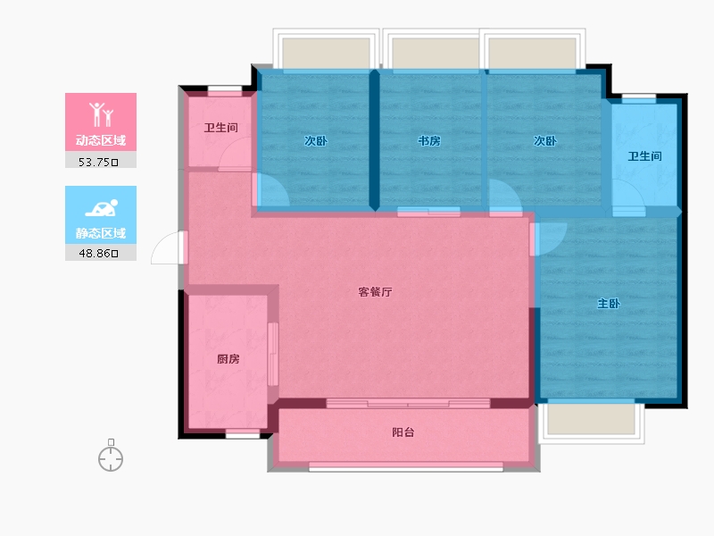 湖南省-长沙市-万科滨河道-91.59-户型库-动静分区