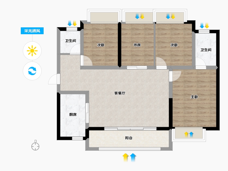 湖南省-长沙市-万科滨河道-91.59-户型库-采光通风