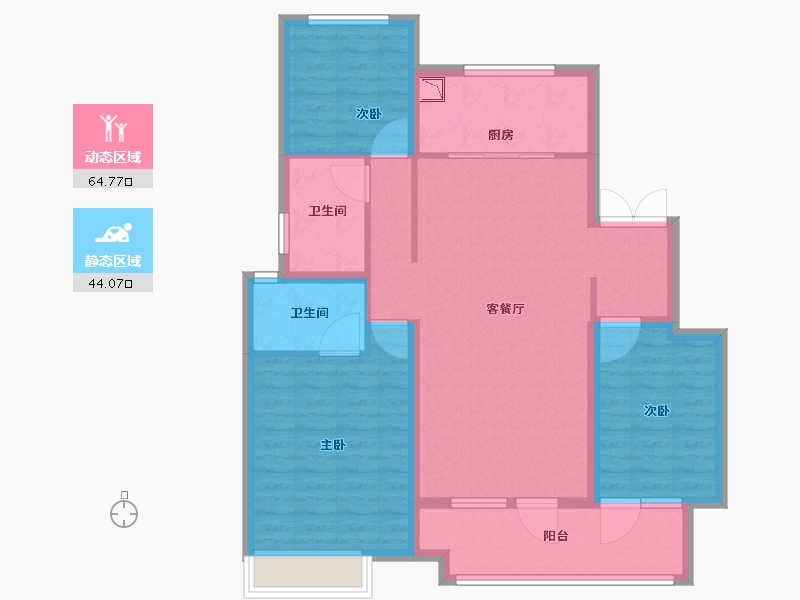 山东省-潍坊市-中海凤凰里-97.61-户型库-动静分区