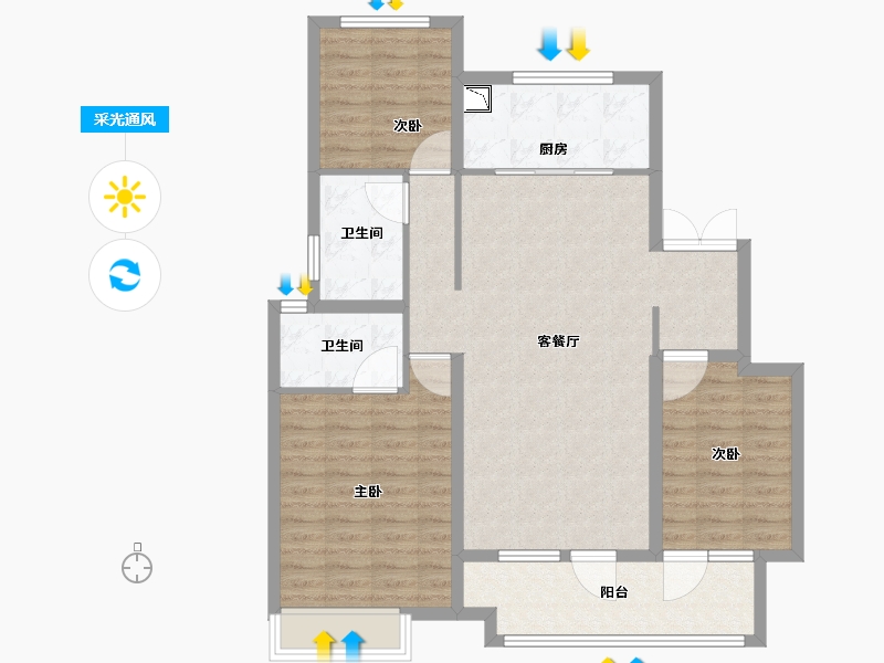 山东省-潍坊市-中海凤凰里-97.61-户型库-采光通风