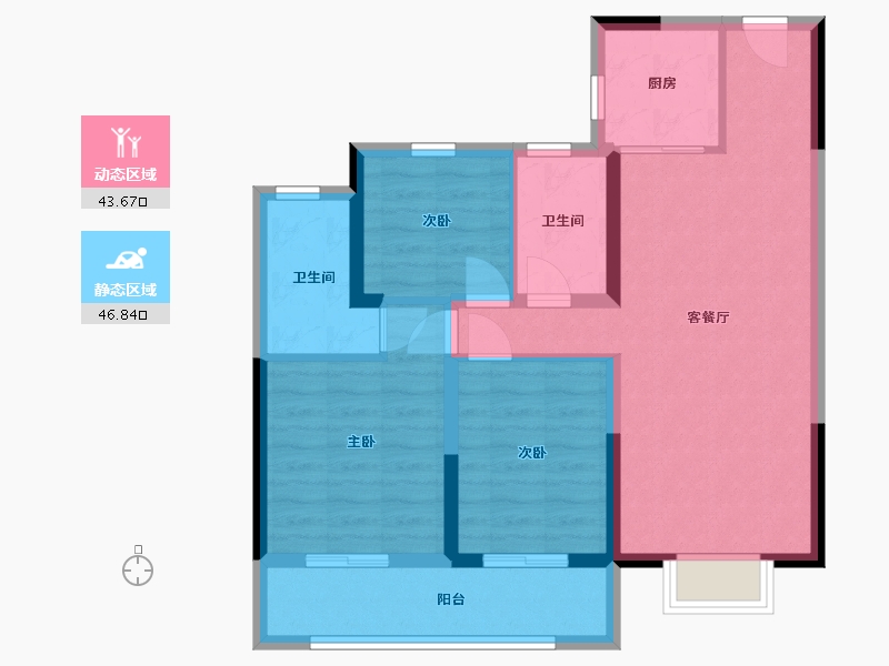 云南省-昆明市-兴港上锦湾-80.46-户型库-动静分区