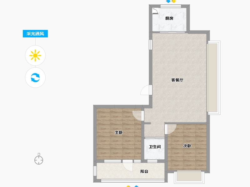 山东省-潍坊市-泽信天著-74.40-户型库-采光通风