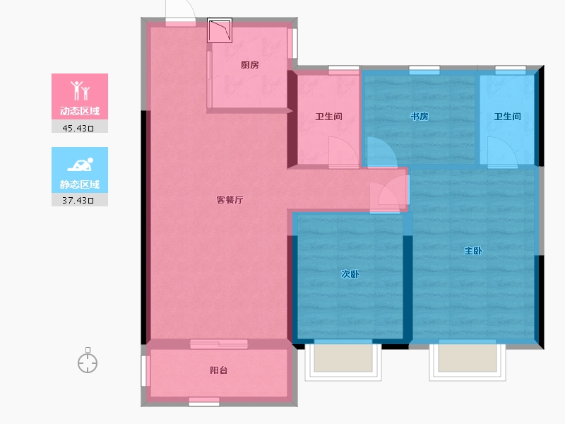 河南省-郑州市-亚星福邸-73.80-户型库-动静分区