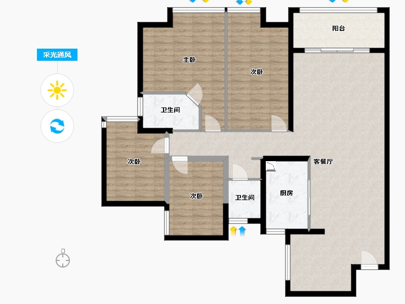 福建省-泉州市-东海湾御花园-138.00-户型库-采光通风