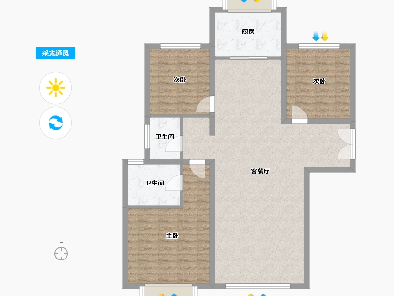 山西省-临汾市-西荣阁-105.01-户型库-采光通风