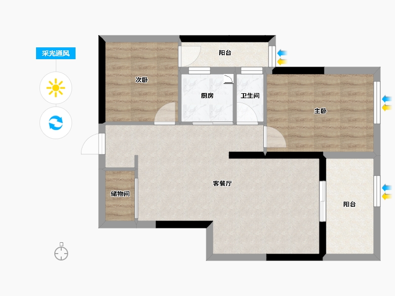 广东省-汕头市-嘉德家园-64.96-户型库-采光通风