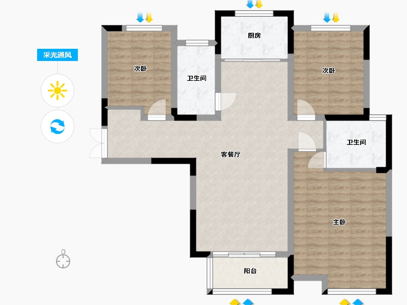 河南省-周口市-玖号院-104.17-户型库-采光通风