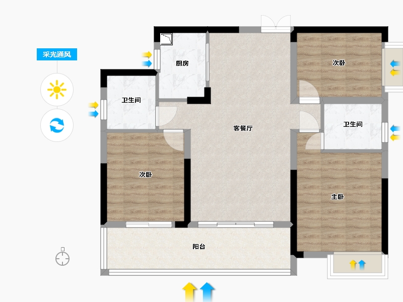 湖南省-株洲市-城发翰林府-90.28-户型库-采光通风