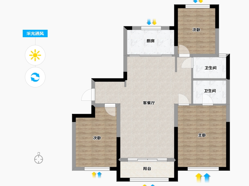 宁夏回族自治区-银川市-中海悦府-94.33-户型库-采光通风