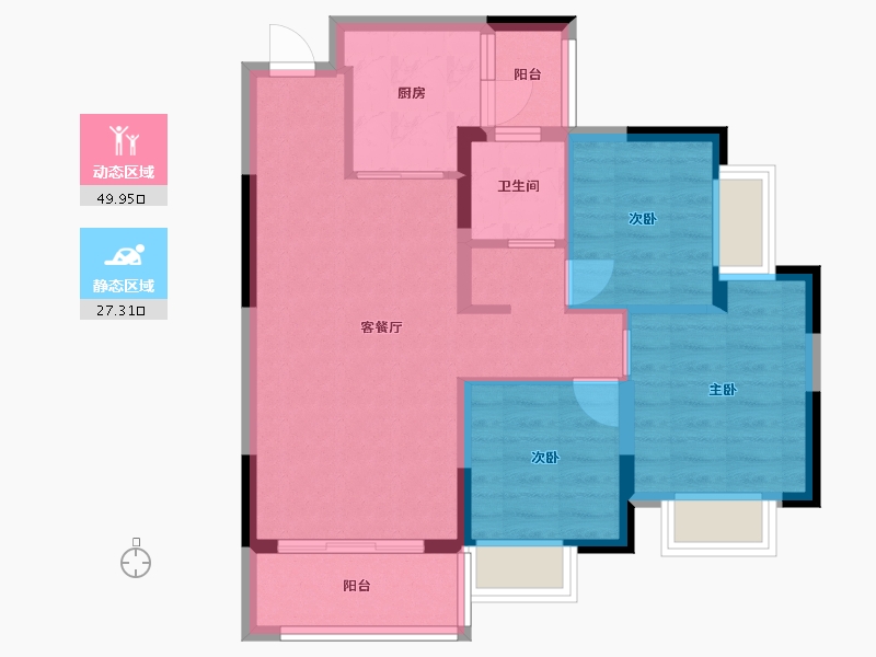 重庆-重庆市-恒大锦城-68.57-户型库-动静分区