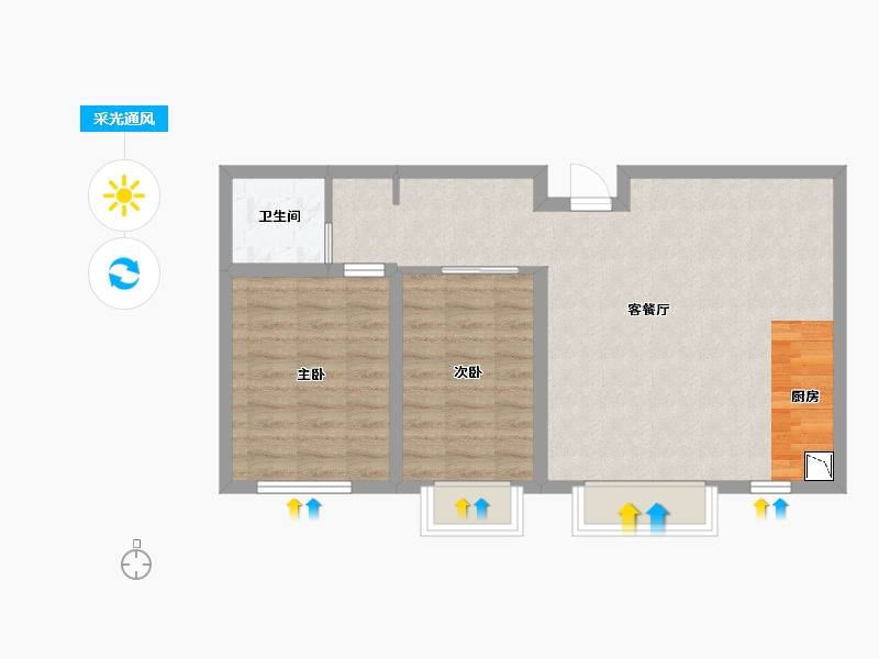 内蒙古自治区-呼和浩特市-大境-64.23-户型库-采光通风