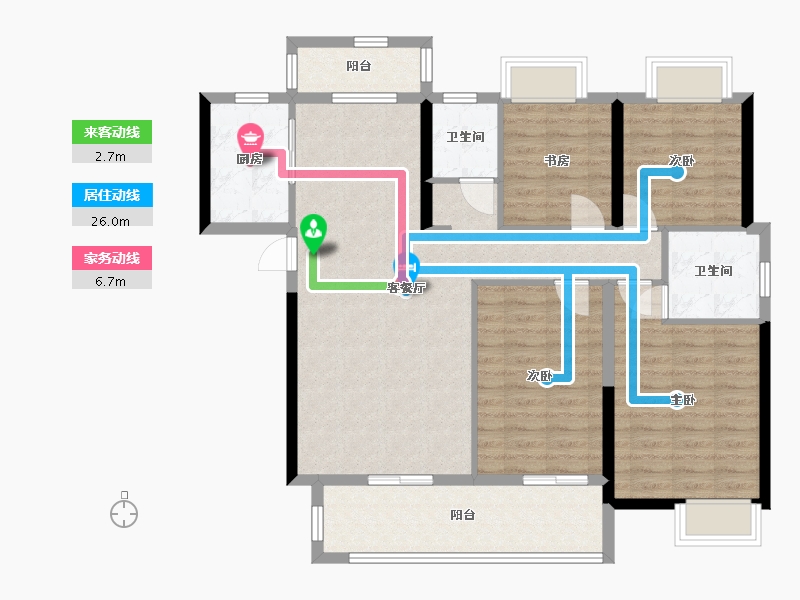 湖北省-襄阳市-盛世滨江府-107.00-户型库-动静线