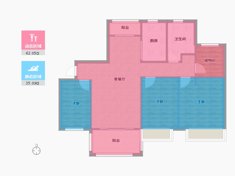 江苏省-苏州市-国基城邦・逸墅-88.41-户型库-动静分区