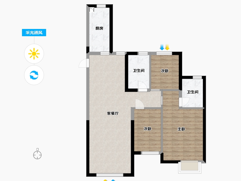 新疆维吾尔自治区-乌鲁木齐市-恒大世纪梦幻城-84.00-户型库-采光通风