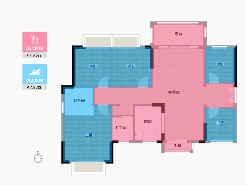 湖南省-郴州市-恒泰领秀城-92.67-户型库-动静分区