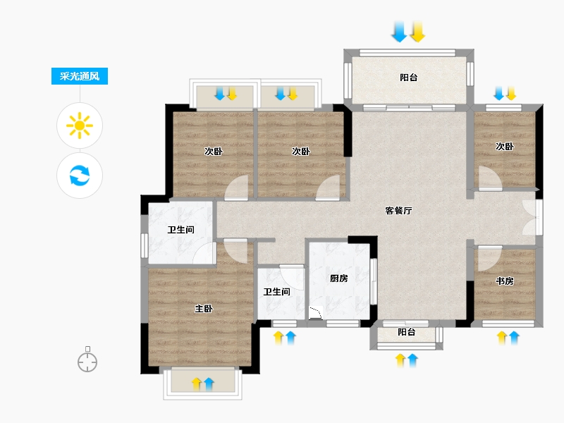 湖南省-郴州市-恒泰领秀城-92.67-户型库-采光通风