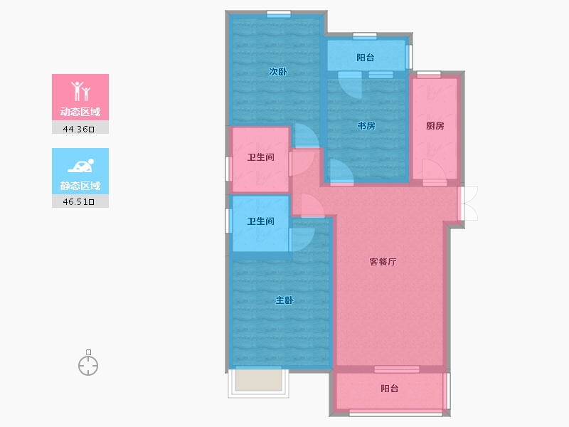 河南省-郑州市-建业花园里-80.00-户型库-动静分区