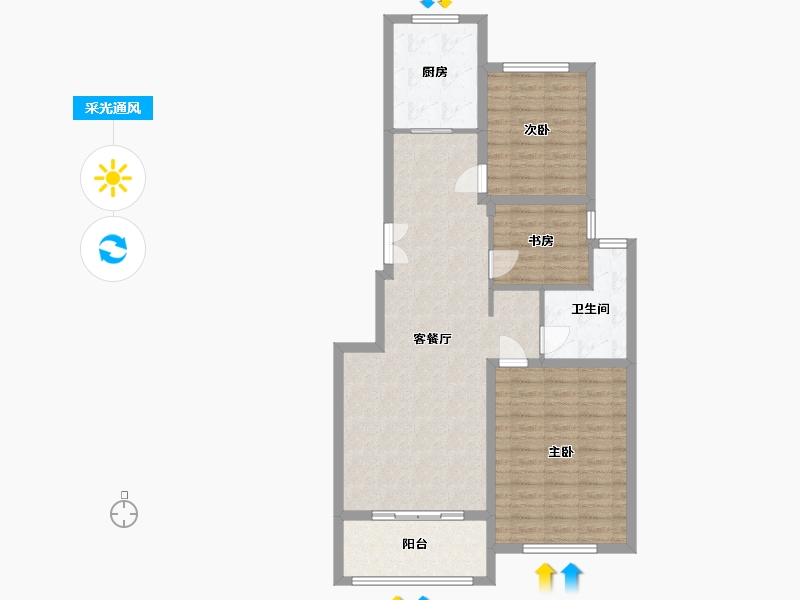 江苏省-连云港市-易居易墅-95.99-户型库-采光通风