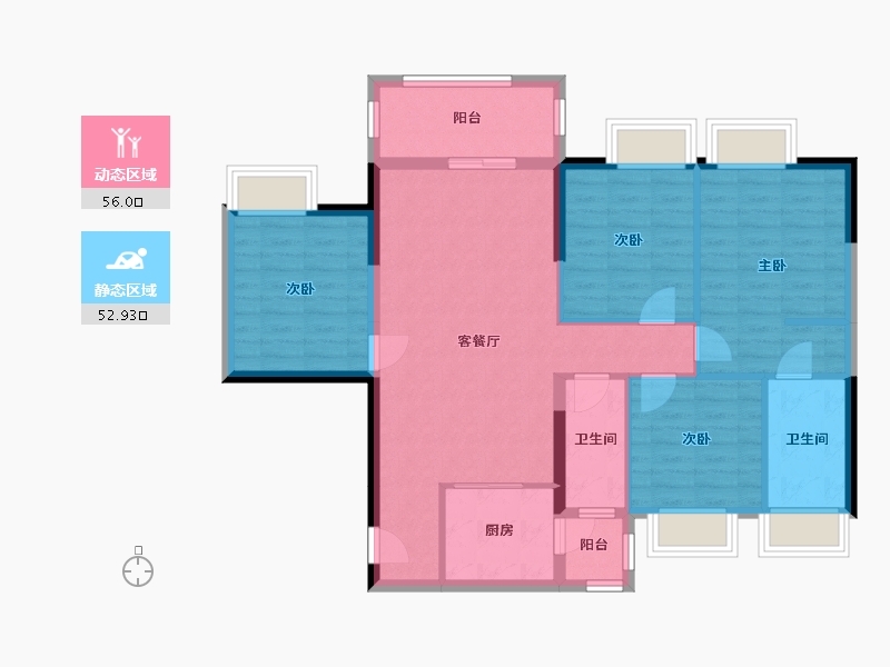 广东省-湛江市-奥园世耀中心城-97.84-户型库-动静分区