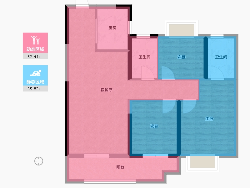 湖北省-襄阳市-金地・云栖天悦-78.51-户型库-动静分区