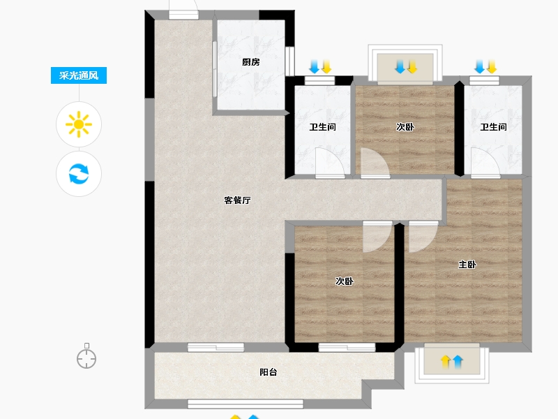 湖北省-襄阳市-金地・云栖天悦-78.51-户型库-采光通风