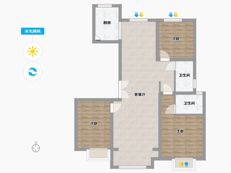 河北省-邯郸市-燕都紫金台-90.32-户型库-采光通风