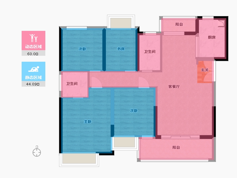 湖南省-株洲市-禾田生态智慧城・长一府-92.84-户型库-动静分区