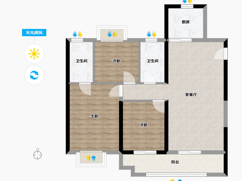 湖北省-襄阳市-金地・云栖天悦-82.90-户型库-采光通风