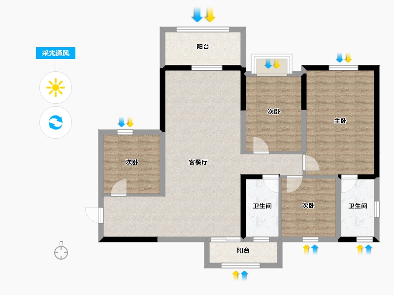 广东省-湛江市-御景鸿庭-105.23-户型库-采光通风