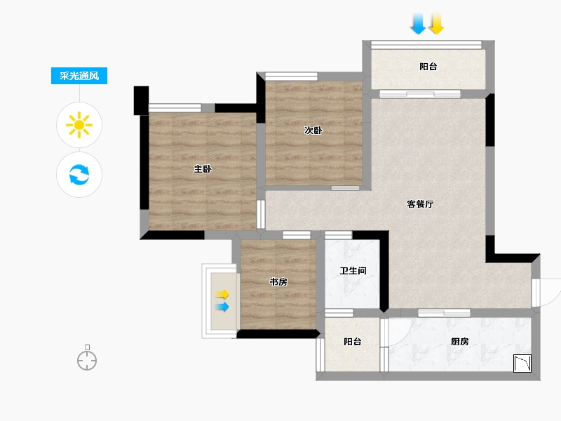 重庆-重庆市-仁和西里-64.86-户型库-采光通风