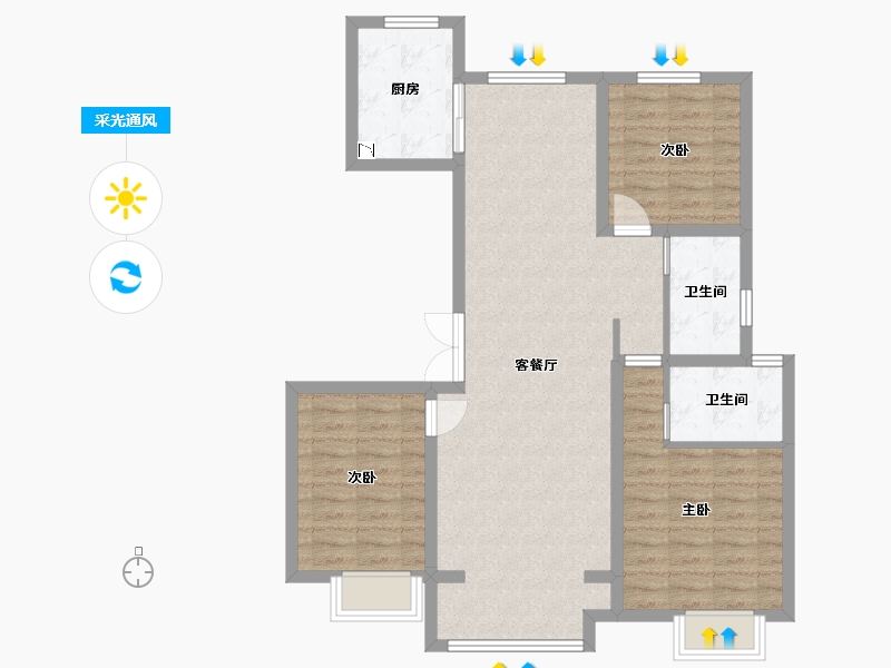 河北省-邯郸市-燕都紫金台-90.51-户型库-采光通风