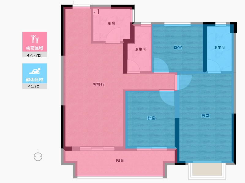 浙江省-湖州市-诚通公园里-79.20-户型库-动静分区