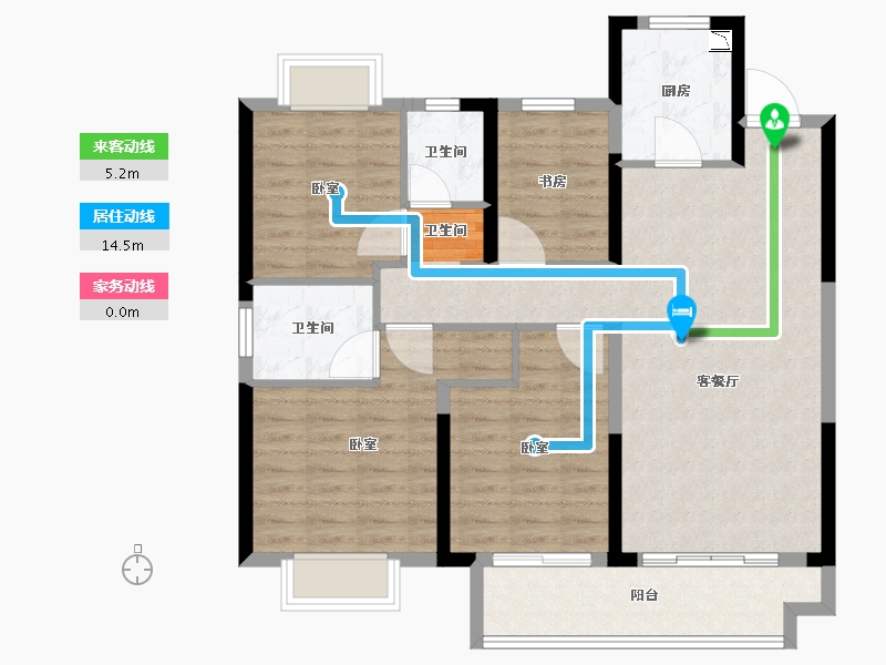 浙江省-湖州市-诚通公园里-96.01-户型库-动静线