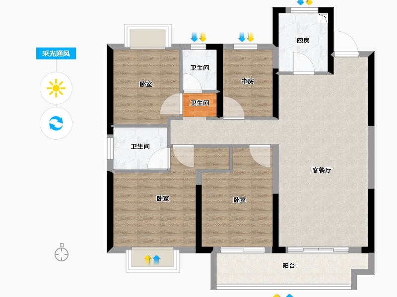 浙江省-湖州市-诚通公园里-96.01-户型库-采光通风