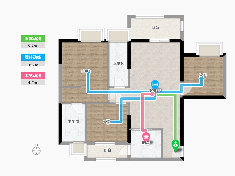 广东省-湛江市-奥园世耀中心城-85.80-户型库-动静线