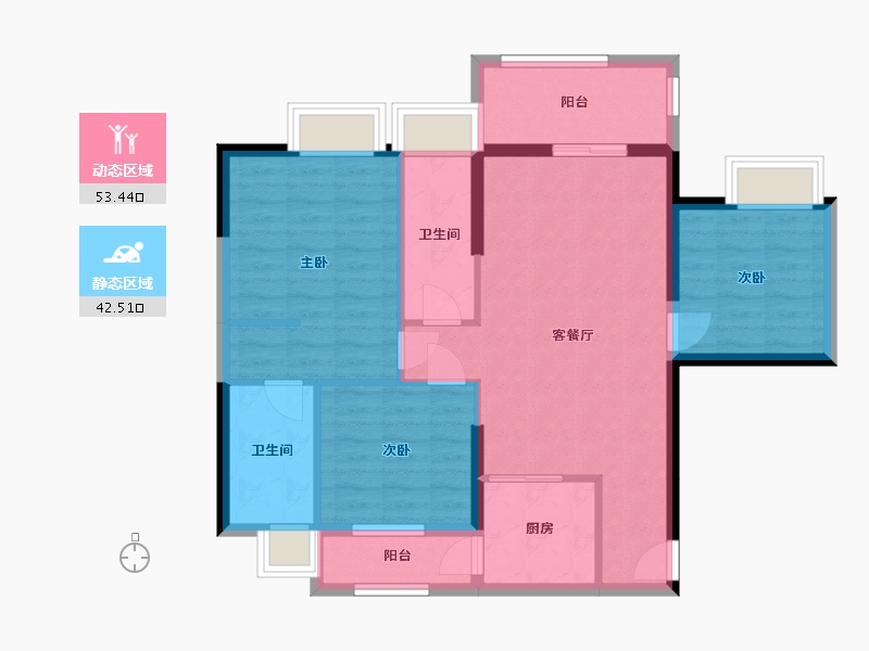 广东省-湛江市-奥园世耀中心城-85.80-户型库-动静分区