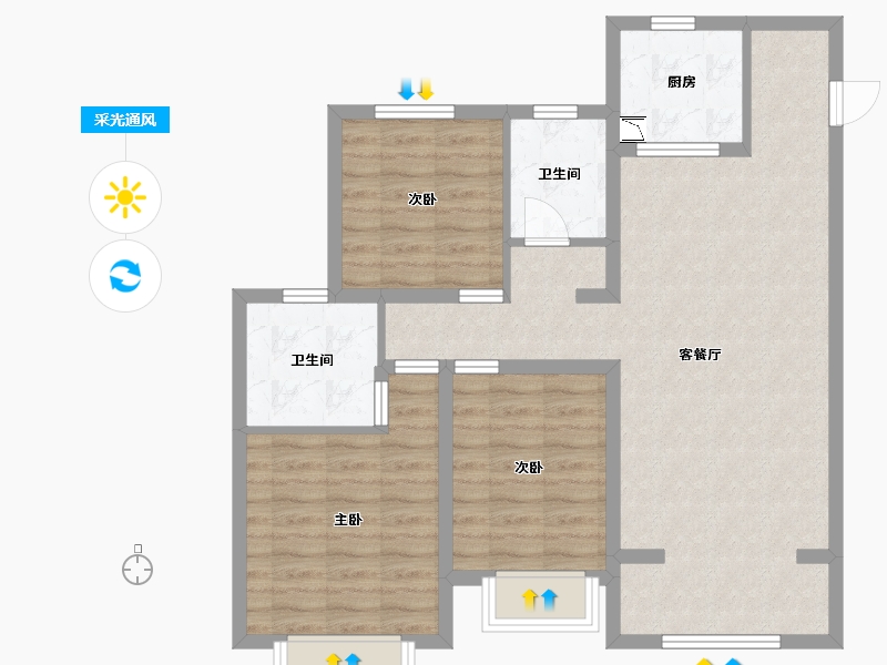 河北省-邯郸市-燕都紫金台-88.00-户型库-采光通风