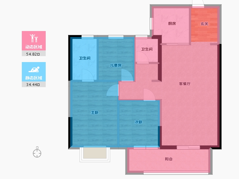 湖南省-长沙市-爱家当代境MOMΛ-80.21-户型库-动静分区