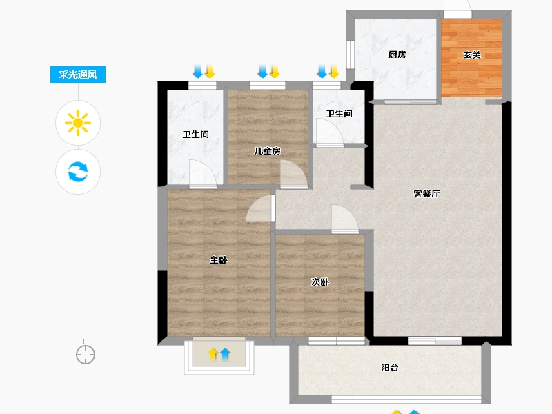 湖南省-长沙市-爱家当代境MOMΛ-80.21-户型库-采光通风