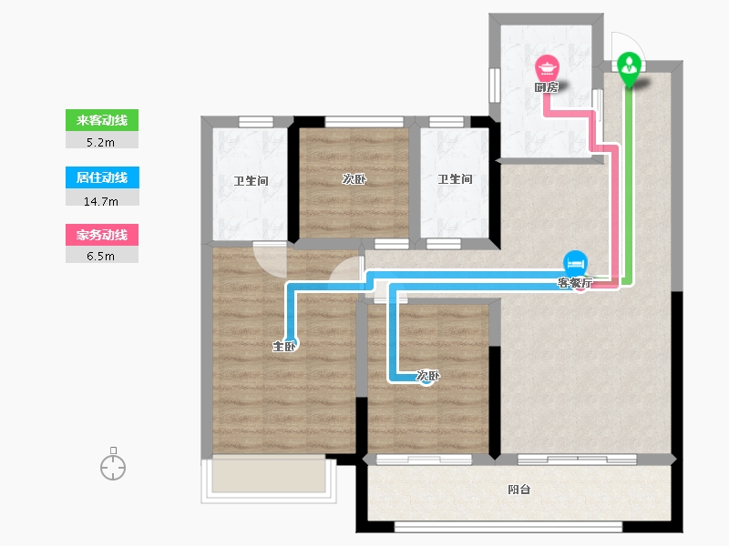 湖南省-长沙市-阳光城・翡丽云邸-84.00-户型库-动静线