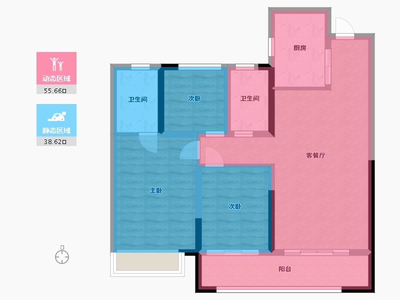 湖南省-长沙市-阳光城・翡丽云邸-84.00-户型库-动静分区